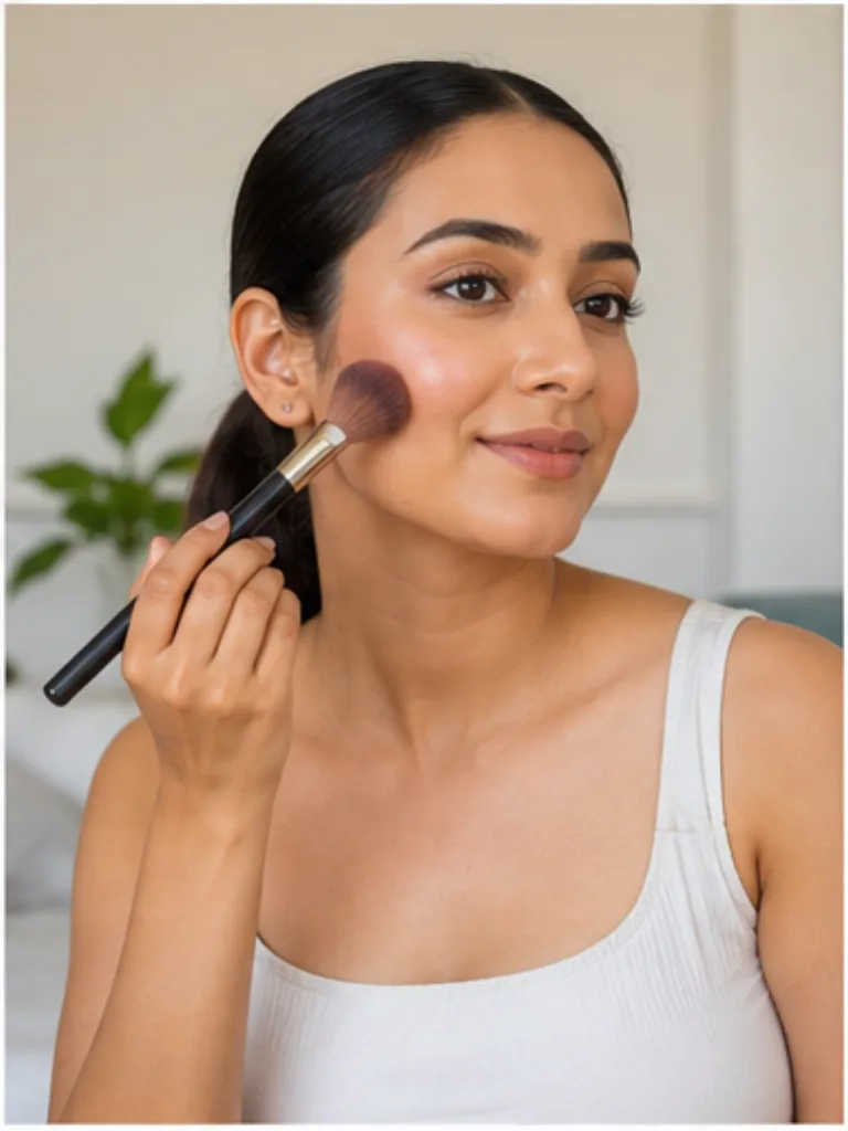 Illustrative daily-use scene for Bronzing Powder — Warm Bronze