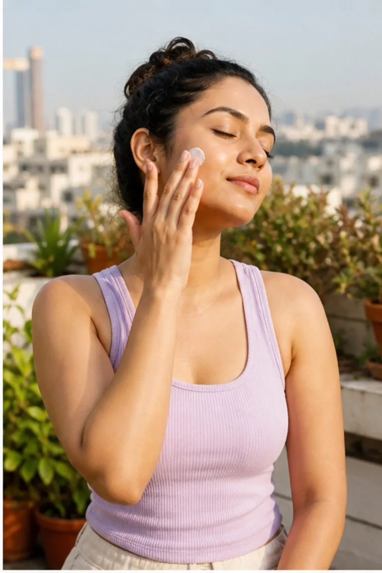 Illustrative daily-use scene for Matte Sunscreen Preparation — SPF 50